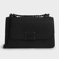 Túi Xách Nữ Charles & Keith Metallic Push-Lock Crossbody Bag CK2-80781347-3 Màu Đen