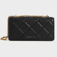 Túi Xách Nữ Charles & Keith Chain Handle Quilted Long Wallet Black CK6-10680924 Màu Đen