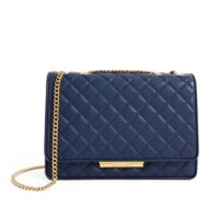 Túi Xách Nữ Charles & Keith Double Chain Handle Quilted Bag CK2-20681002 Màu Xanh Navy