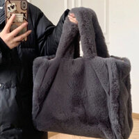 Túi xách nữ có khóa kéo lớn, làm bằng lông giả