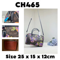 Túi  xách nữ coach , Túi đeo chéo . Túi Trống Coach Nữ  - Hoa tím (CH465- Size 25 x 15 x 12cm)