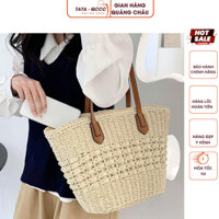 Túi xách nữ cói mây đan vintage đi biển size lớn