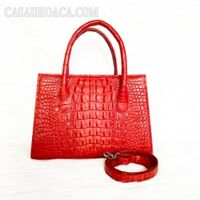 Túi xách nữ da cá sấu hoa cà màu đỏ - 0252