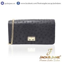 TÚI XÁCH NỮ DA ĐÀ ĐIỂU CAO CẤP JACK&JANE MÀU ĐEN