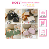 Túi xách nữ da thật Capu Xích Charm Vàng thanh lịch Hoty Bag 0845 Có Hộp Nam Châm Phụ Kiện M0845