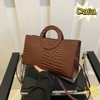Túi xách nữ DALIA, Túi vuông da PU dung tích cao, Ly hợp nữ họa tiết cá sấu