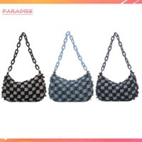 Túi Xách Nữ Denim Dây Xích Acrylic Màu Xanh Dương Mới