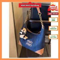 Túi xách Nữ Denim Miu Miu Phong Cách Hàn Quốc - Túi Đeo Vai Cao Cấp Kèm Phụ Kiện Gấu Bông Dễ Thương