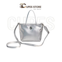 Túi xách nữ đeo chéo Cupes màu ánh bạc ngăn khóa kéo, có quai xách dây đeo điều chỉnh được, size 18 đựng được điện thoại