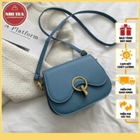 Túi xách nữ đeo chéo da PU kiểu dáng basic khóa tròn