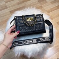 Túi xách nữ đeo chéo dây bản to thổ cẩm nắp Di.o.r phong cách vintage hót 2022