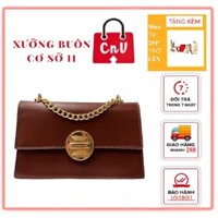 Túi xách nữ, đeo chéo, đeo vai khóa tròn size 24 da trơn thời trang QCCC