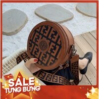 Túi Xách Nữ Đeo Chéo Fandy Tròn Nâu Size 18,5