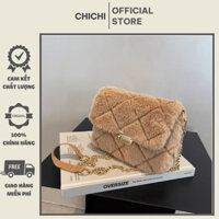 Túi Xách Nữ Đeo Chéo Lông Cừu Khóa Miu Sang Chảnh