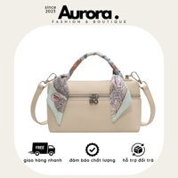Túi Xách Nữ Đeo Chéo Mini Túi Hộp Vuông Cầm Tay Phối Khăn Lụa Thời Trang AURORA A06