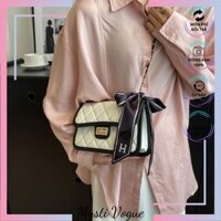 Túi Xách Nữ Đeo Vai Đeo Chéo Dáng Vuông Phối Dây Xích, Dây Nơ Đơn Giản Sang Trọng Dành Cho Nữ 💖Mysti Vogue💖-MV73