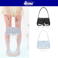Túi xách nữ đeo vai DKMV màu xanh dương, đen có dây rút thắt nơ đẹp Rarmi Bag | K-B41