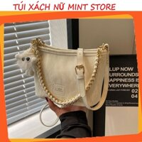 Túi xách nữ đẹp, túi đeo chéo kẹp nách đeo vai nữ hàn quốc da nhung loang mềm hot trend PK 812