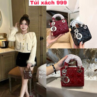 Túi xách nữ đi tiệc thương hiệu D Lady 3 Ô size 14cm chất da bóng sang chảnh, túi xách cao cấp