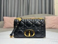 Túi Xách Nữ Dior Caro Like Auth Màu Đen Chất Da Bóng 25.5×15.5x8cm
