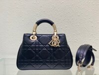 Túi Xách Nữ Dior Lady Replica 1:1 Cao Cấp Màu Đen Da Mịn 24cm