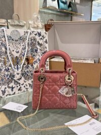 Túi Xách Nữ Dior Lady Replica 11 Cao Cấp Da Bóng Màu Hồng 17cm