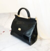 Túi Xách Nữ Dolce and Gabbana Black Rubber Sicily Bag