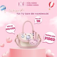 Túi xách nữ EBI HANDMADE tự đan da Pu họa tiết hoạt hình mèo Hello Kitty cute thủ công DIY làm quà tặng bạn gái - ES150