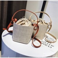 Túi Xách Nữ 🔥FREESHIP🔥Túi Nữ Dáng Vuông Hình Bánh Bao Mix Cói Siêu Xinh TX23