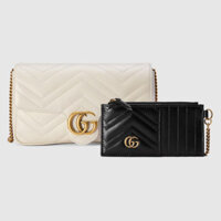 Túi Xách Nữ Gucci GG Marmont Mini Bag With Cardholder Màu Trắng (Kèm Ví Đựng Thẻ)