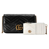 Túi Xách Nữ Gucci GG Marmont Mini Bag With Cardholder Màu Đen (Kèm Ví Đựng Thẻ)
