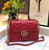 Túi Xách Nữ Gucci Marmont Top Handle Like Auth Màu Đỏ 27cm