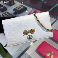 Túi Xách Nữ Gucci Woc Mini Bow Chain Bag White Leather