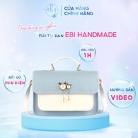 Túi Xách Nữ Handmade, Túi Tự Đan Da PU Phối Màu Mác Đôi Mèo Xinh Xắn Thời Trang Tặng Bạn Gái Ý Nghĩa - EB43