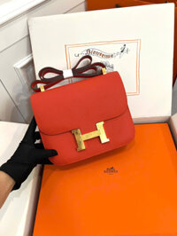 Túi Xách Nữ Hermes Constance Siêu Cấp Màu Cam Khoá Vàng 18cm
