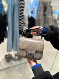 Túi Xách Nữ Hermes Constance Like Auth Vân Da Cá Sấu Khoá Bạc 18cm