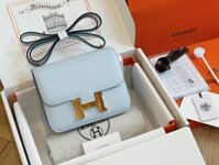Túi Xách Nữ Hermes Constance Màu Xanh Siêu Cấp 19cm