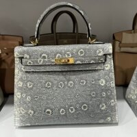 Túi Xách Nữ Hermes Kelly Da Thằn Lằn Khoá Màu Vàng Size 28cm