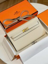 Túi Xách Nữ Hermes Kelly Woc Siêu Cấp Màu Trắng Khoá Vàng 20.5cm