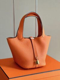 Túi Xách Nữ Hermes Picotin 18 Togo Cao Cấp Màu Cam 18cm