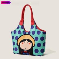 Túi xách nữ hoạt hình ZHOLINGHO, Túi đeo vai in hình dễ thương di động, Quà tặng Túi vải Canvas dung tích lớn Túi xách vải du lịch