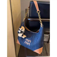 Túi xách nữ kẹp nách dáng hobo minmin kèm móc màu xanh