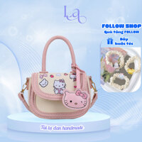 Túi xách nữ LA HANDMADE tự đan da Pu họa tiết hoạt hình mèo Hello Kitty cute thủ công DIY làm quà tặng bạn gái