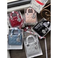Túi xách nữ lady 3 ô da bóng tag bạc size 17
