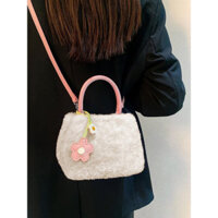 Túi xách nữ Màu hồng Gradient Lông rau Giỏ đựng rau củ Túi đeo vai di động phù hợp thời trang