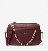 Túi Xách Nữ Michael Kors Jet Set Zip Chain Large Saffiano Leather Crossbody Messenger Bag Merlot