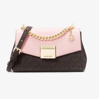 Túi Xách Nữ Michael Kors Lita Small Two-Tone Logo And Leather Crossbody Bag Màu Nâu Phối Hồng