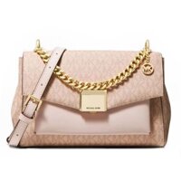 Túi Xách Nữ Michael Kors Lita Medium Two-Tone Logo Crossbody Bag Ballet Màu Hồng Phấn