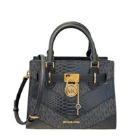 Túi Xách Nữ Michael Kors MK Hamilton Small Satchel Crossbody Exotic Black Signature