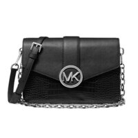 Túi Xách Nữ Michael Kors MK Carmen Medium Crocodile Embossed 35H3SNML6I Màu Đen